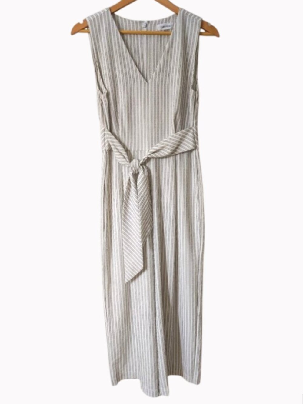 Like New Calvin Klein Striped Wide Leg Jumpsuit with Waist Tie Size 8